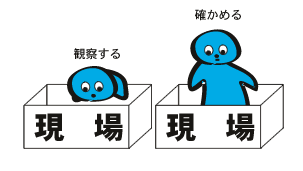 現場を観察する、現場を確かめる